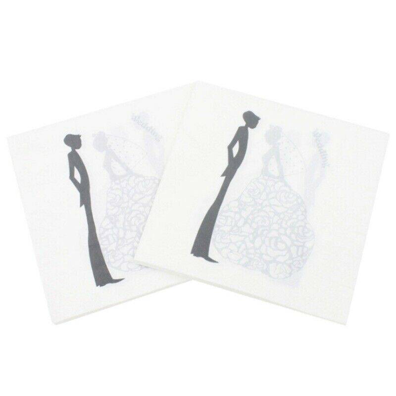 20Pcs 33CM Paper Napkins Wedding Bride Groom Tissue Serviettes Party Supplies