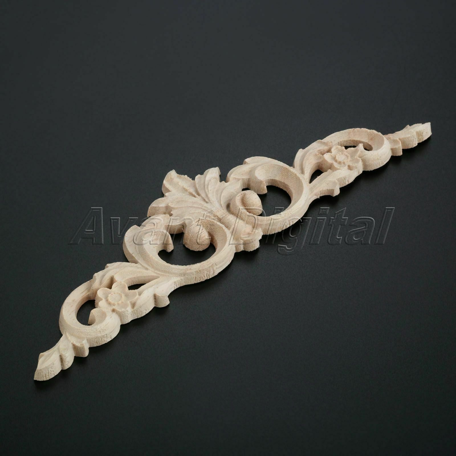 20*5cm European Style Wooden Carved Long Onlay Applique DIY Craft Decor Oak Wood