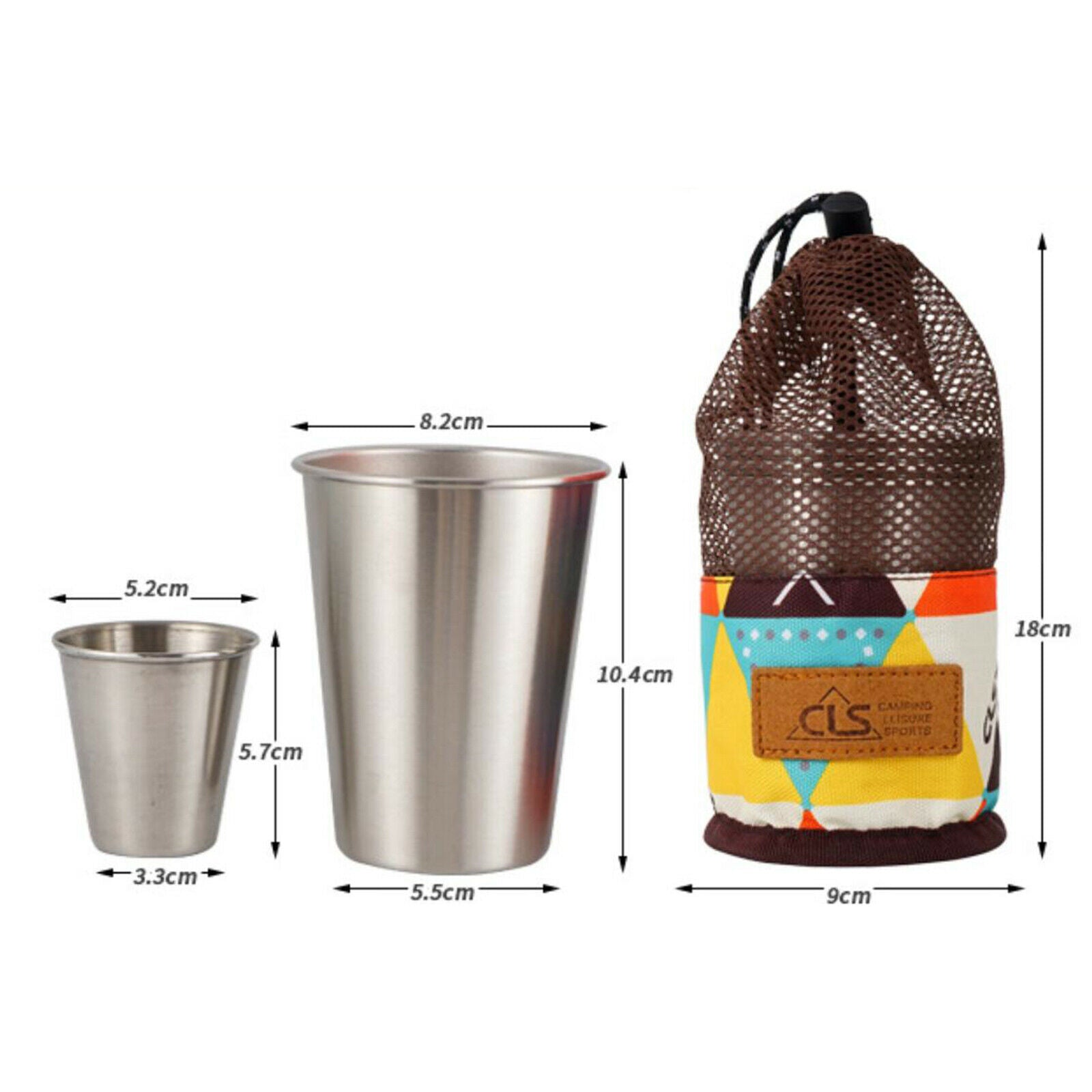 8x Stackable Stainless Steel Cup Milk Coffee Drinking Cups Travel Tumblers