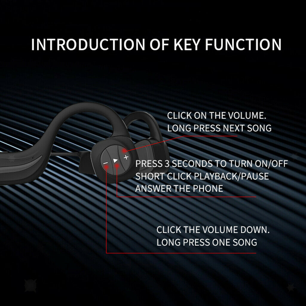 Bone Conduction Headphones, HiFi MP3 Player IPX8 Waterproof Outdoor Sport