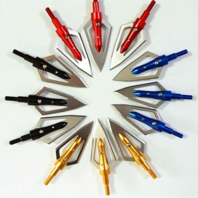 24Pcs Fixed 2 Blade 100 Grain Hunting Broadheads Arrowhead Filed Points Tips s