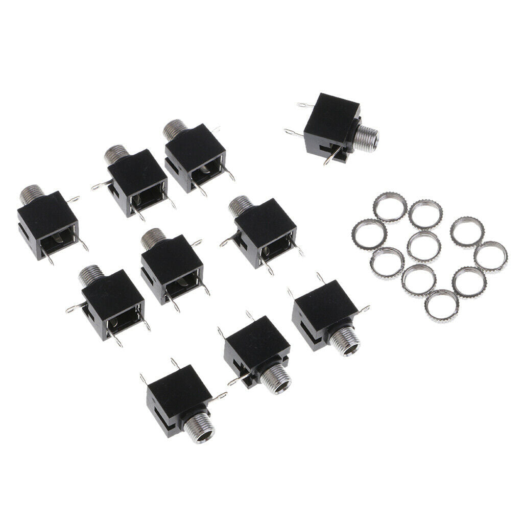 10Pcs MP3 Headphone 3 Terminals 3.5mm Mono   Socket PCB Panel Connector