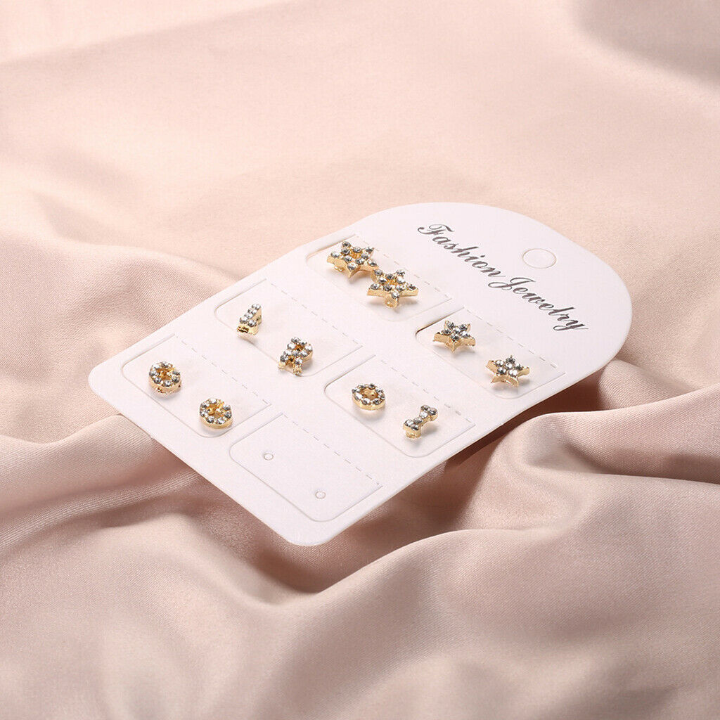 5 Pairs assorted crystal rhinestone stud earrings women fashion jewelry