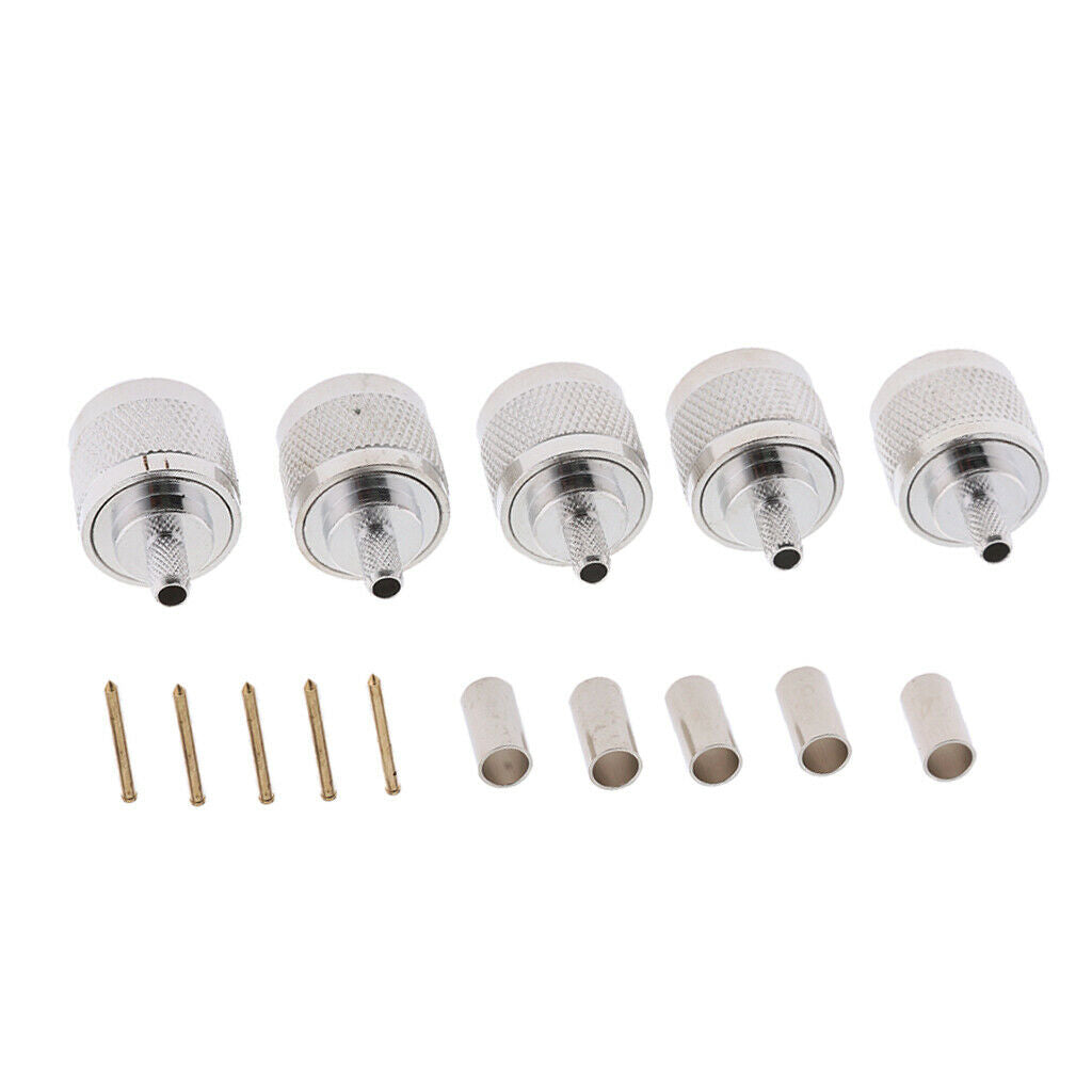 5Pcs BNC Male Plug Straight Crimp for RG58 RG142 CNT195 Rf Adapter Connector