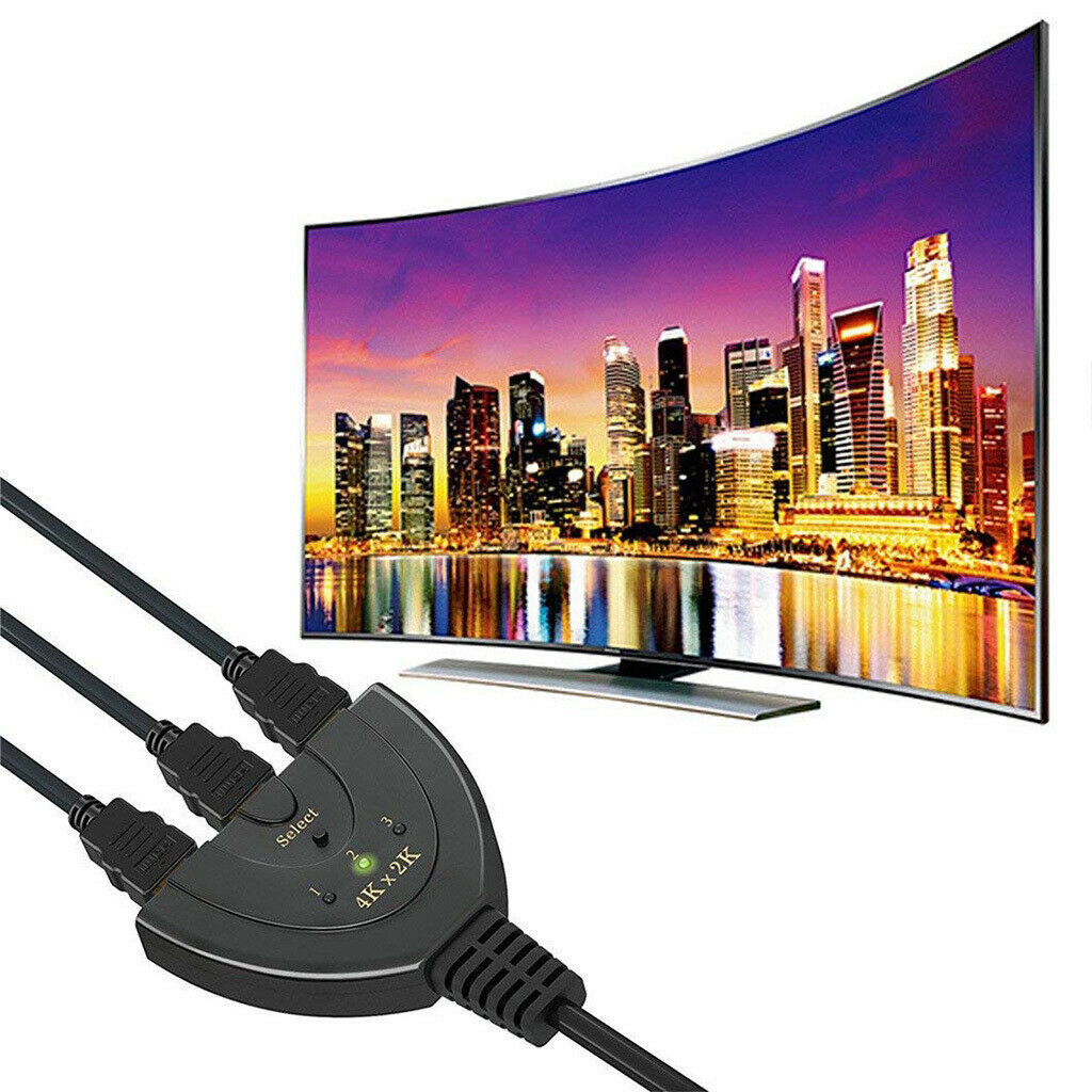 HDMI 3 Port Switcher 4Kx2K Splitter 3 in 1 Ports Full HDMI Remote Switch