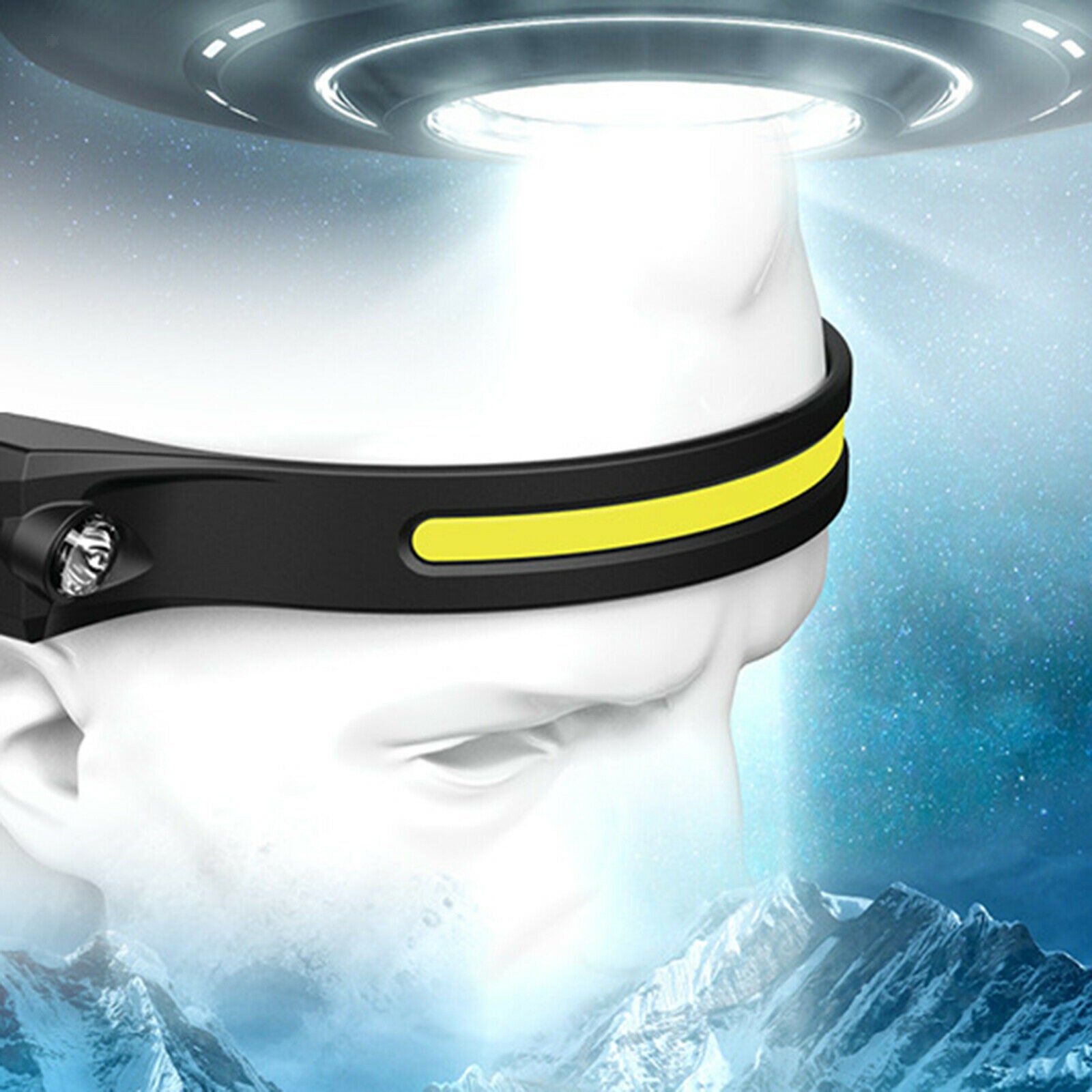 LED Headlamp Flashlight COB Headlight Battery Powered for Fishing, Running