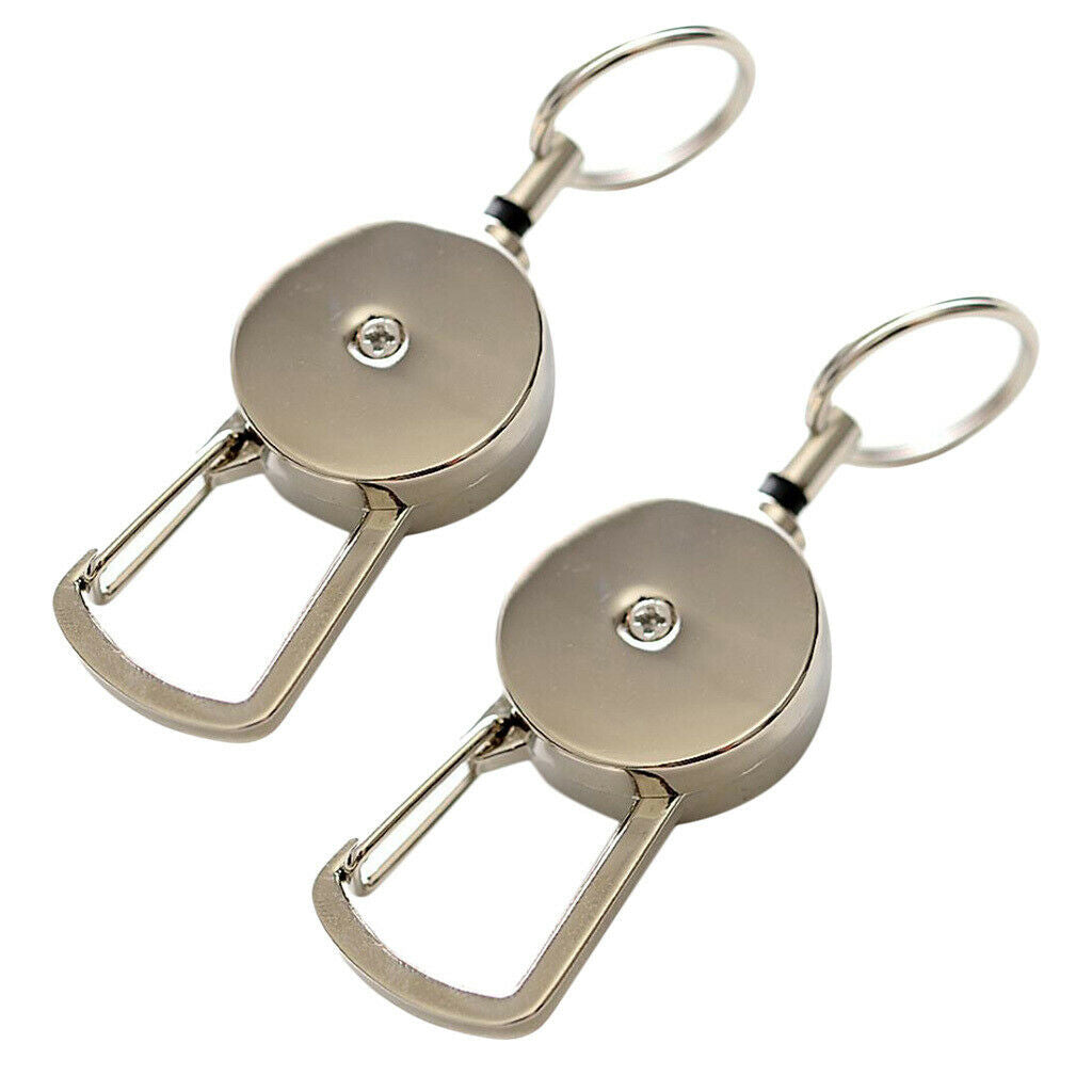 2 Pack Heavy Duty Key Holder Key Chain Buckle with Steel Cable Keyrings 50cm