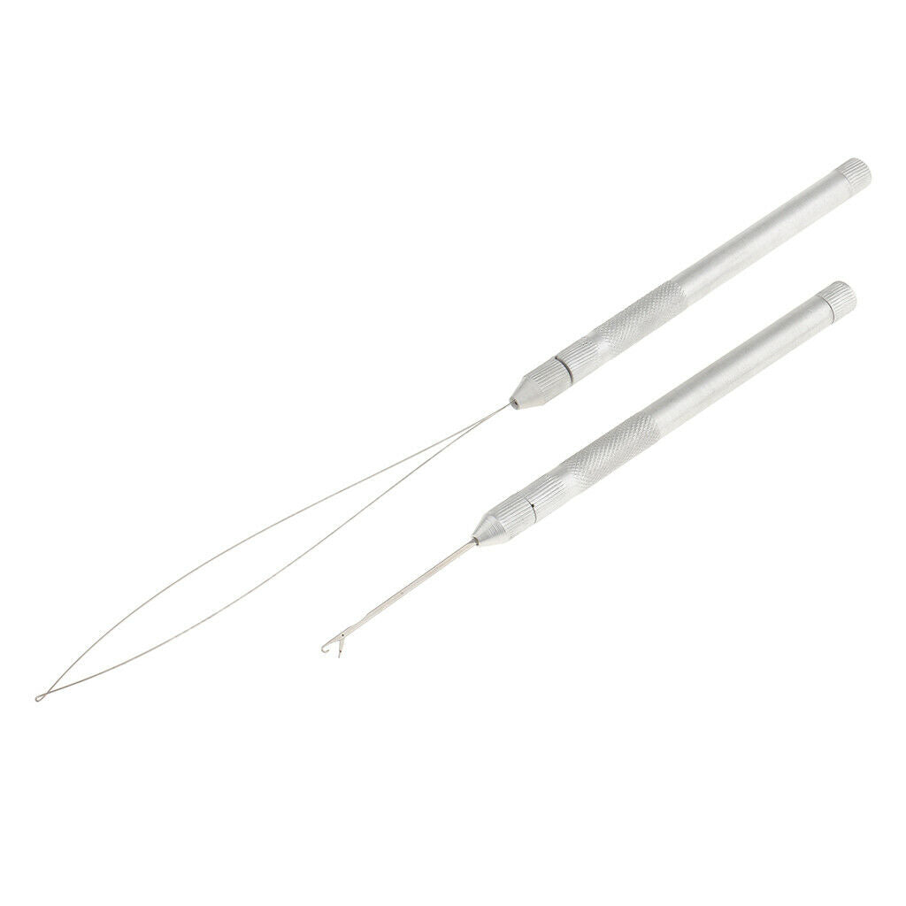 1 Set 2-in-1 Hook Pulling Needles Threader for Micro Beads Crafts Tools