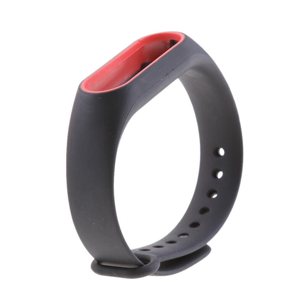 Silicone Wrist Strap Wristband Bracelet For Mi Band 2 Black+Red