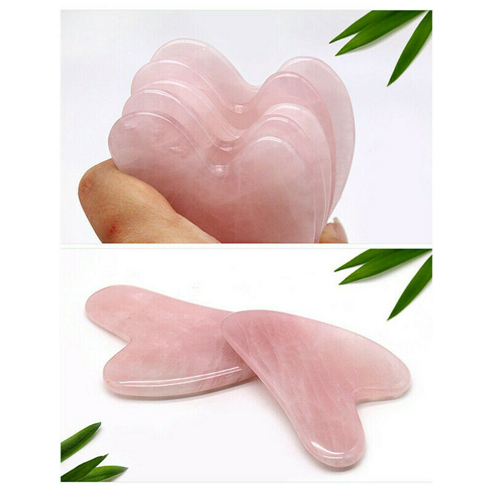 100% Natural Rose Quartz Stone GuaSha Massage Face Gua Sha Board Body Massager