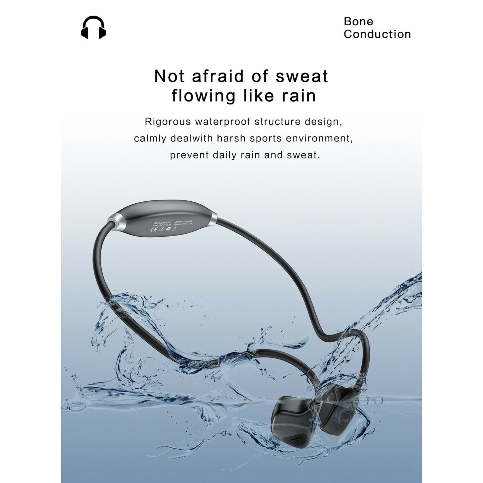 Running Bone Conduction Headphones Stereo Earbuds with Micophone For Running