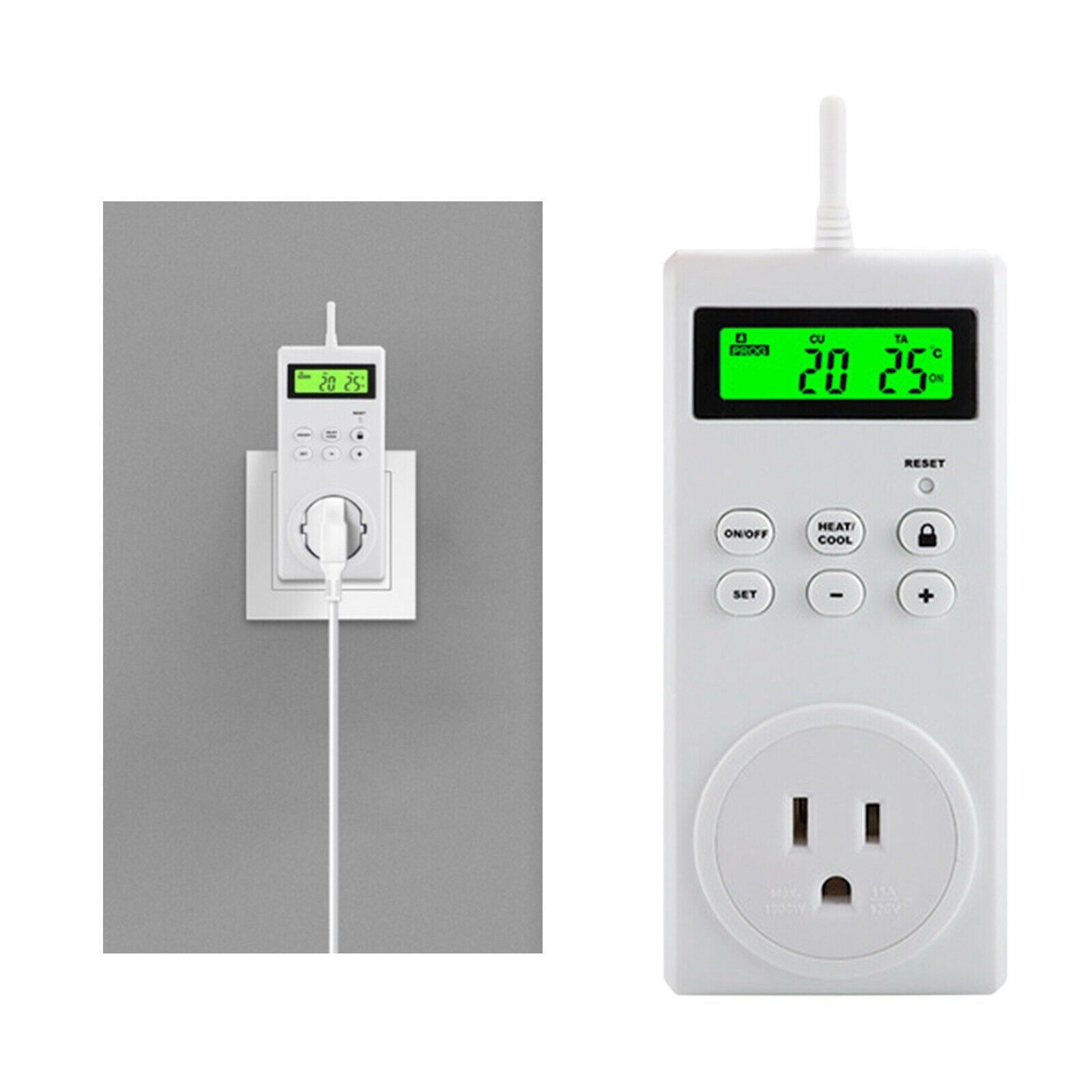 Programmable Digital Wireless Thermostat LCD Switch Plug-in Socket Outlets