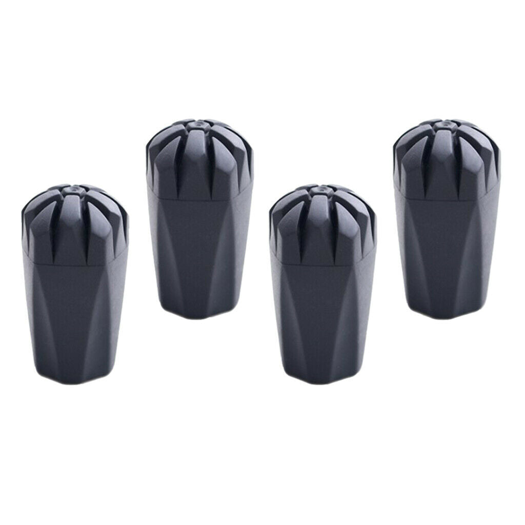 Pack of 4 Soft Trekking Stick Tips Antislip Pole Replacement Cover Black