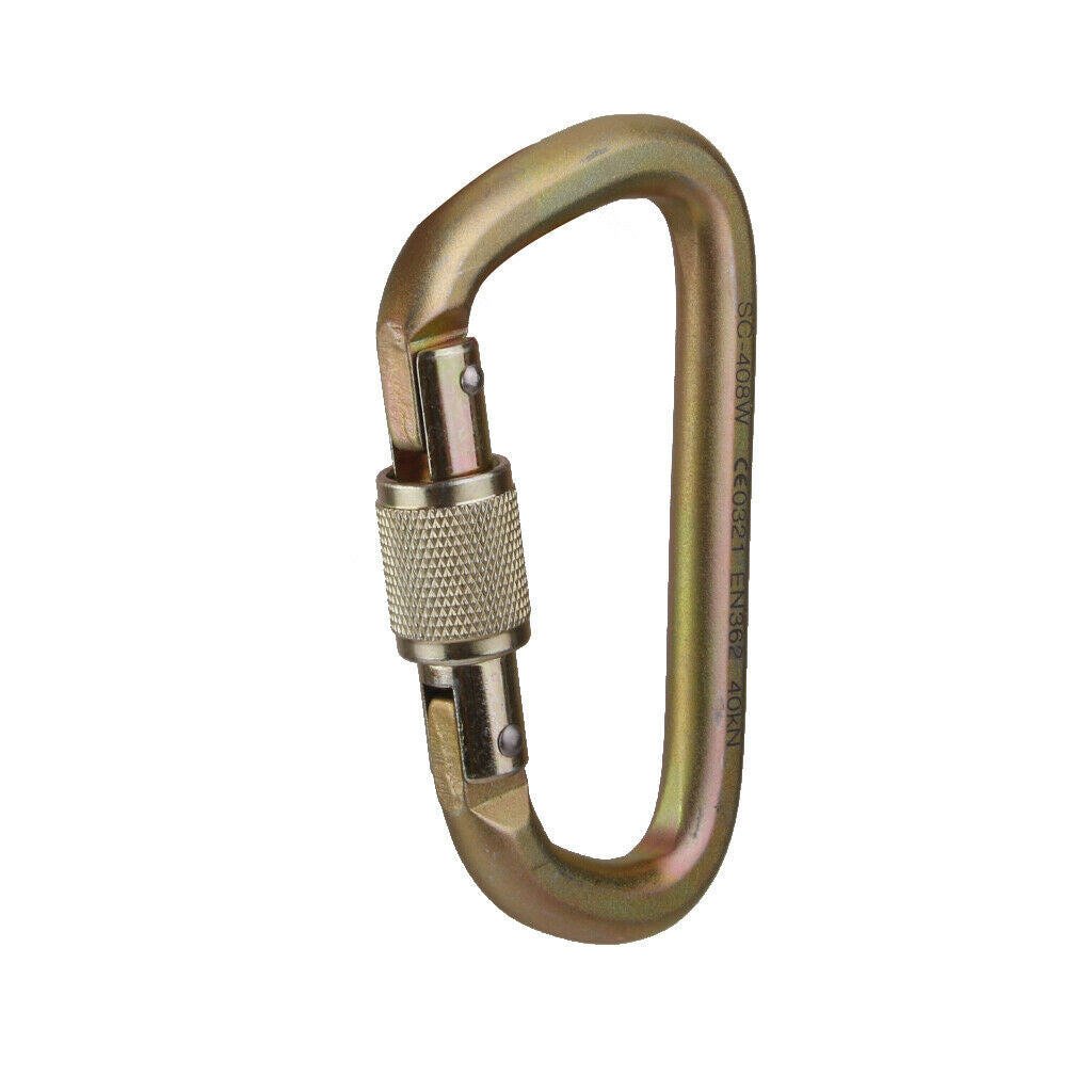 40KN D Ring Carabiner Screw Locking for Rock Climbing Moutaineering