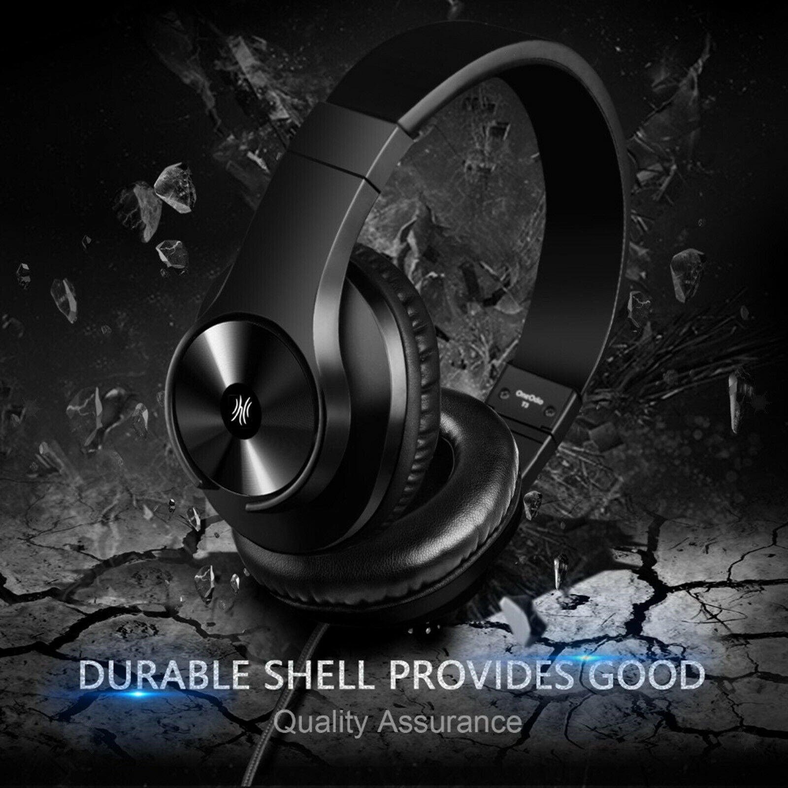 Wired Over Ear 3.5mm Headphones Portable for Recording Tablet Computer Black