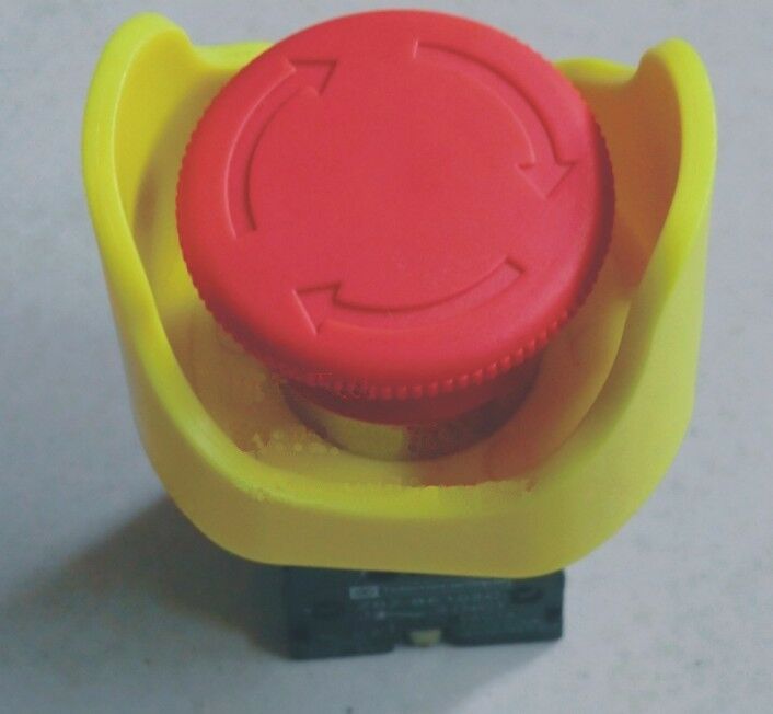 (2)Yellow 22mm Mounting Size Emergency Push Button Switch Protective Cover FJ-15