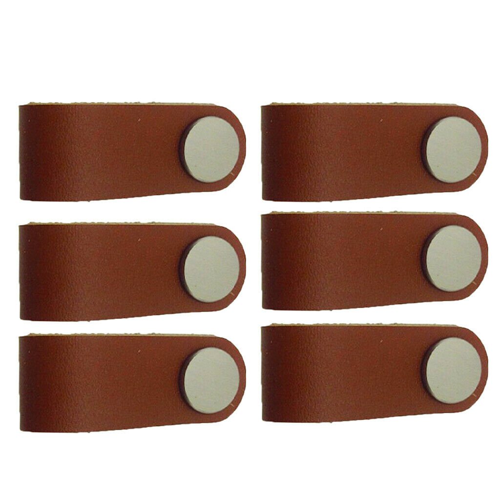 6x Handmade Leather Door Handles Cabinet Drawer Dresser Leather Pull Knobs