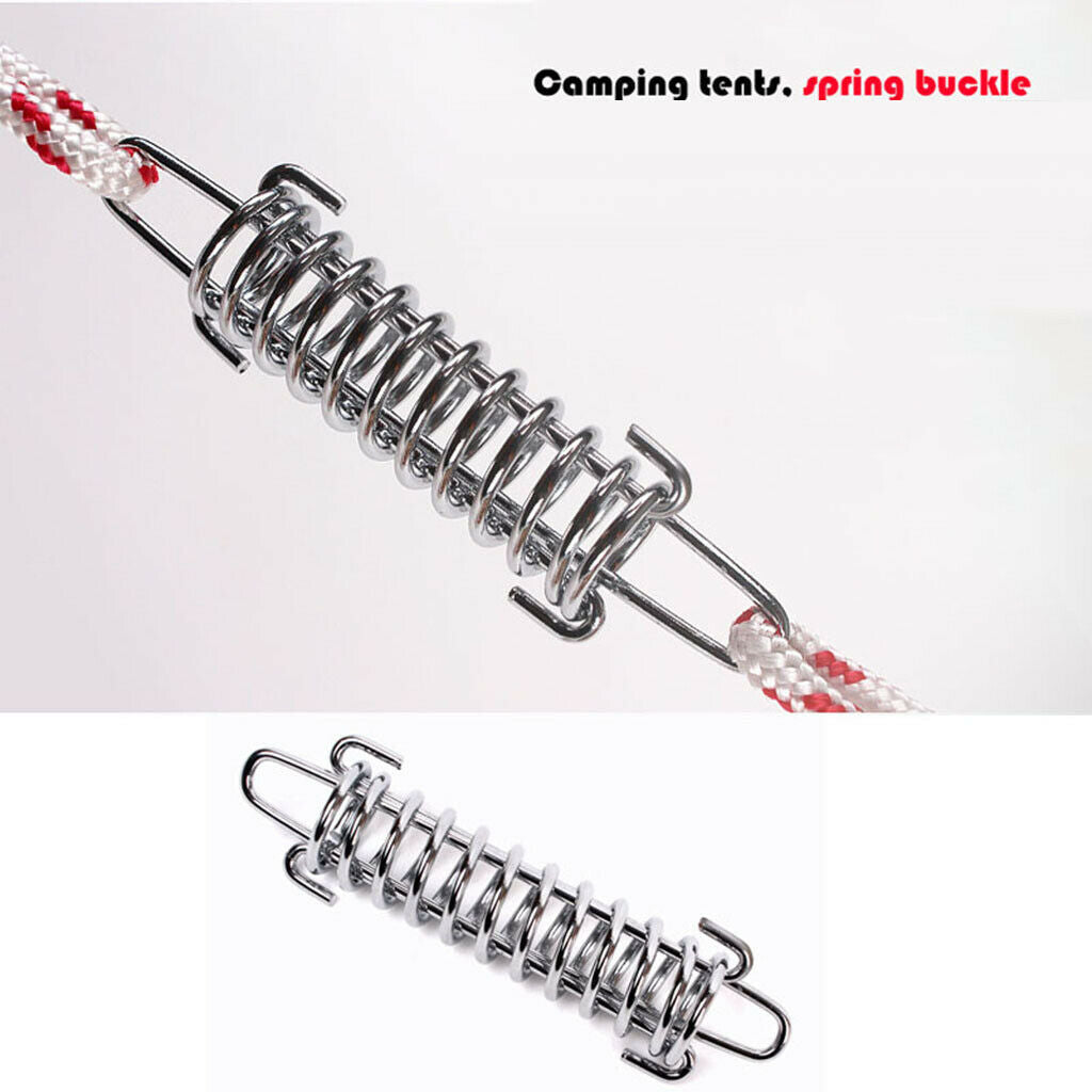 5pcs Strong Durable Stainless Steel Outdoor Tent Rope Tightening Spring Tool