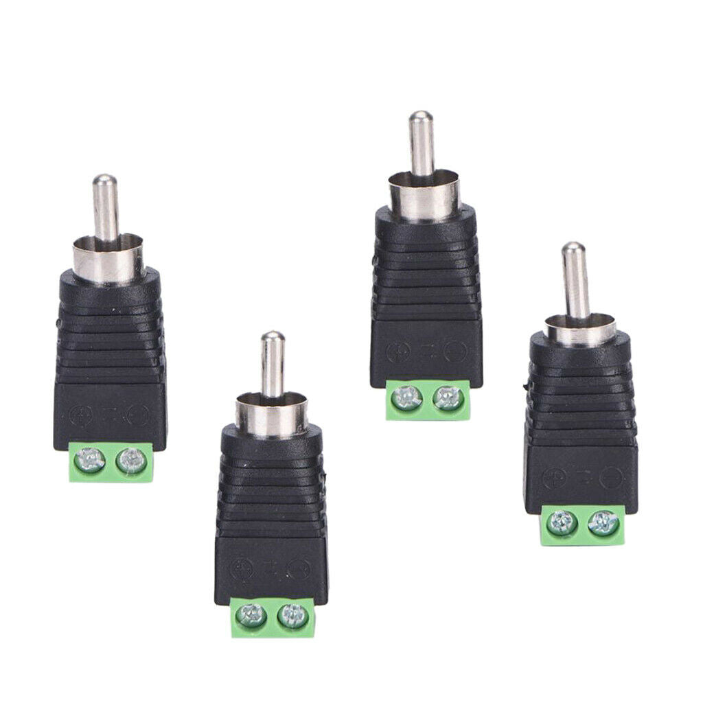 4-Pack Phono RCA Male Plug to AV Screw Terminal Audio/Video Connector Adapter