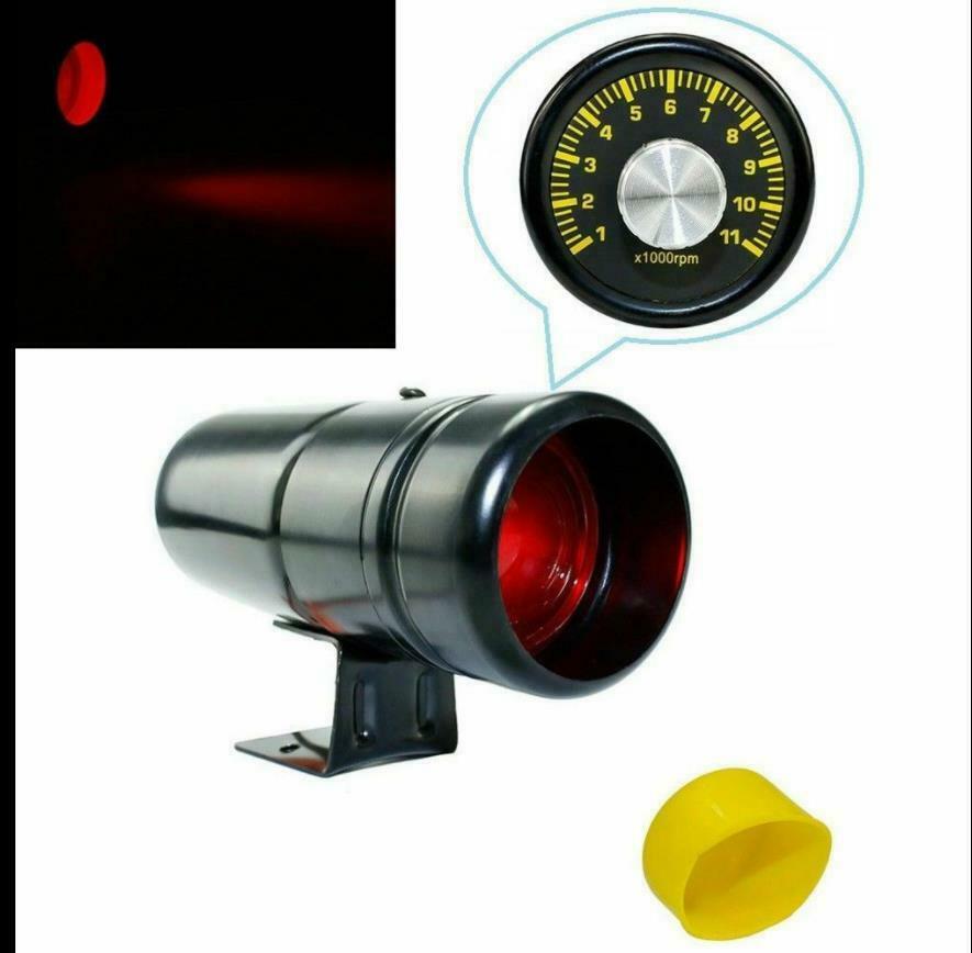 1000 11000RPM Adjustable Red LED Tacho Gauge Tachometer Shift Light Black -12V
