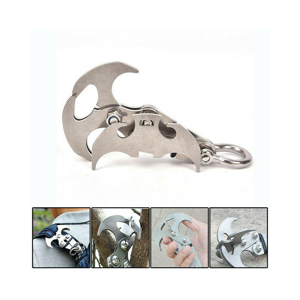 Stainless Steel Gravity Hook Claw Grappling Survival Carabiner Climbing Tools