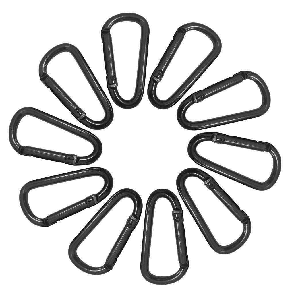 Pack of 10 D Shape Carabiner Clasp Spring Hook Small Water Bottle Clip