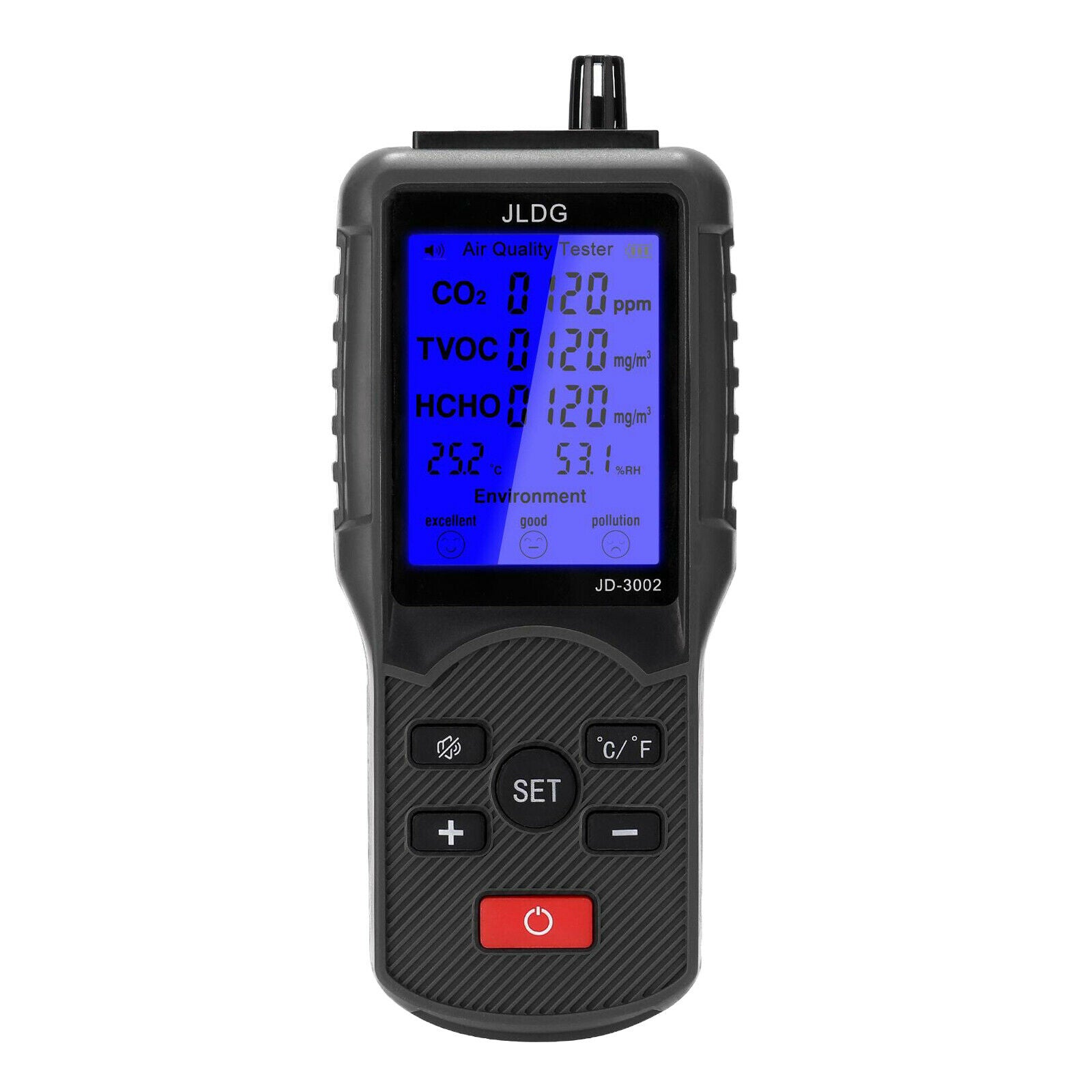 Air Quality Monitor Tester Meter CO2 Formaldehyde Gas Detector Measure Tool