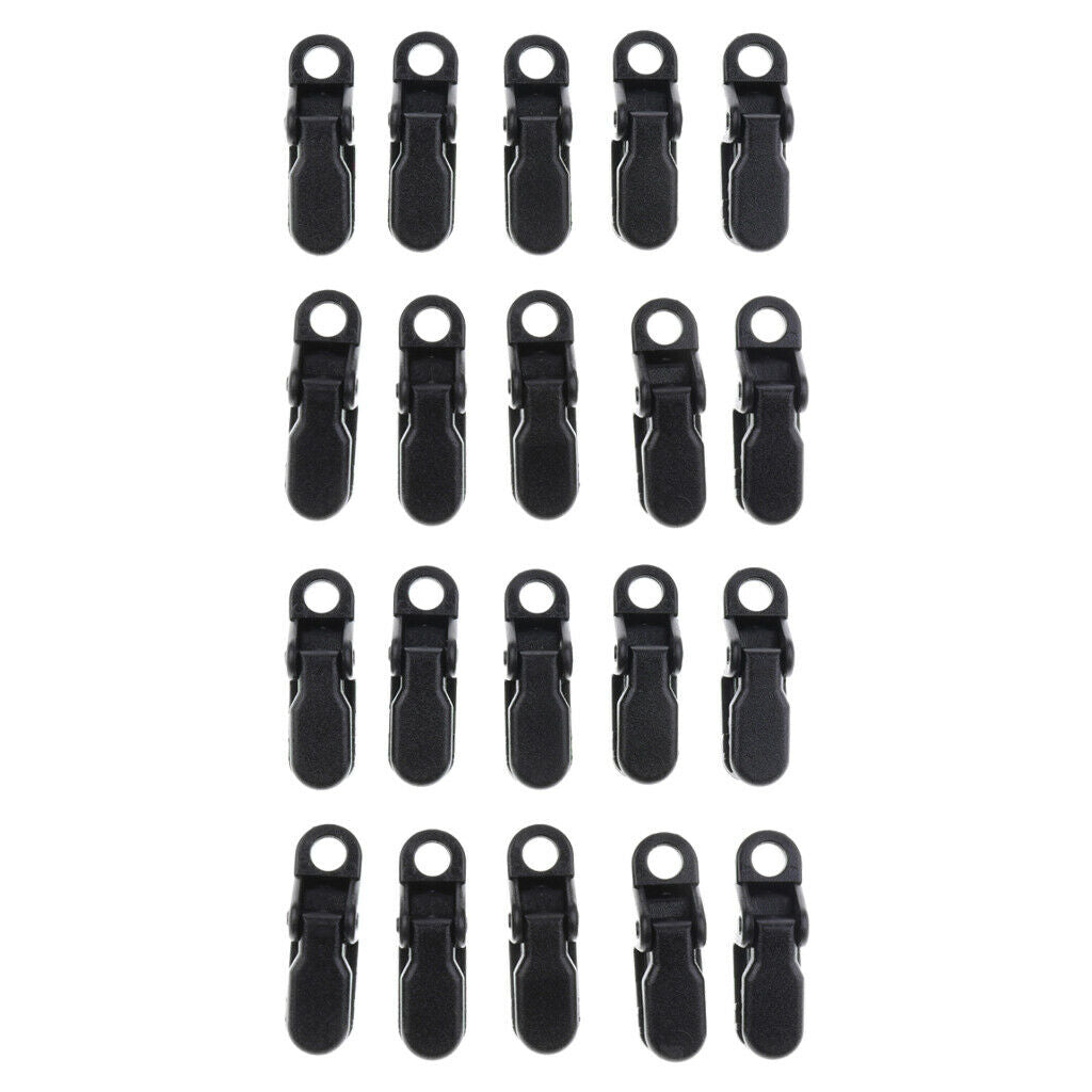 20-Pack Camping Heavy Duty Tarp Clips Awning Clamps Lock Grip for Tarps Black
