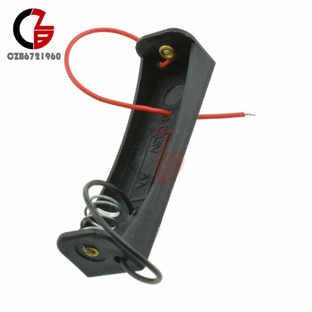 10PCS Black Plastic Battery Storage Case Box Holder Soldering 1.5V 1x AA 5" Lead