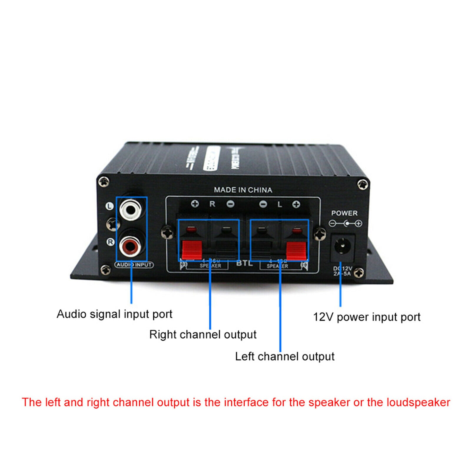 Mini Car Power Amplifier DC12V HiFi Audio Receiver AMP 20W+20W Subwoofer