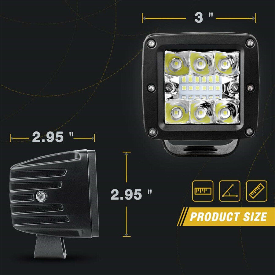 -XN3Inch 48W LED Car Off-Road Bumper Reverse Lamp Combo LDE Work Light 9600LM