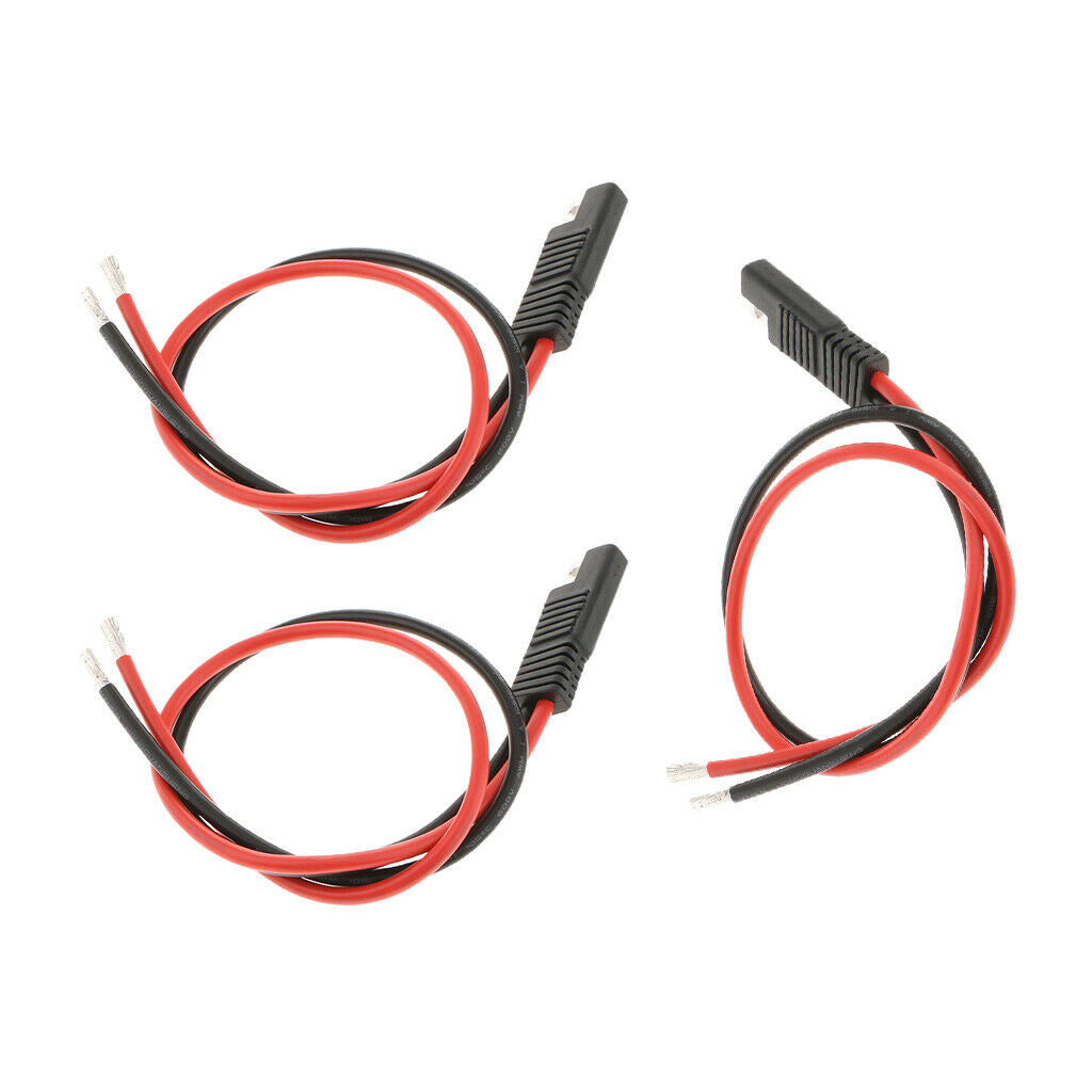 3pcs 12AWG 30A Solar Battery SAE Plug Harness Extension Cable 400mm