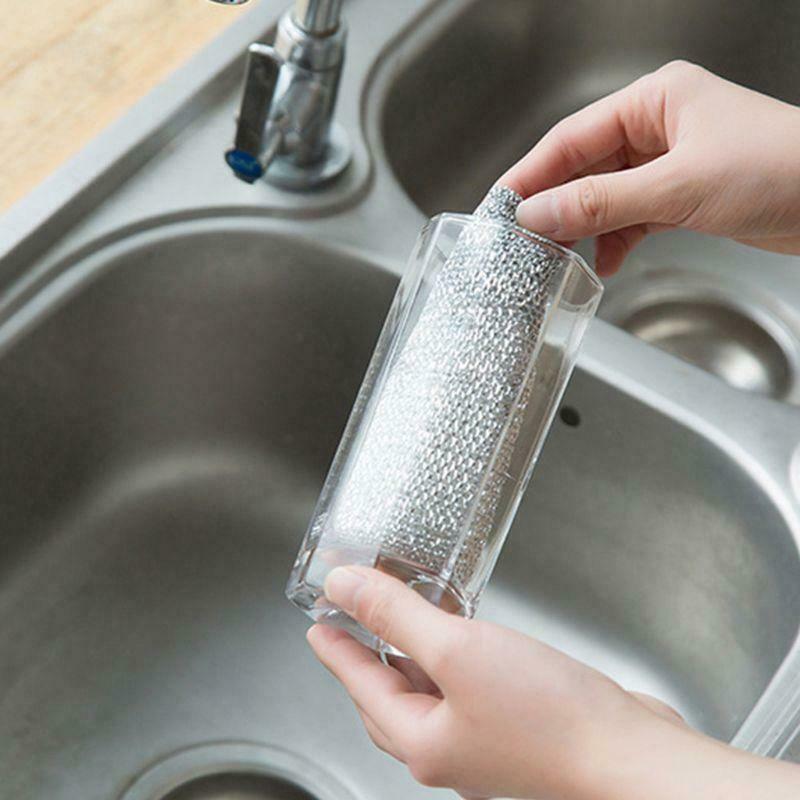 3Pcs/Set Kitchen Scrubbing Sponge Steel Wire Dish Brush Cleaner Scouring Pads