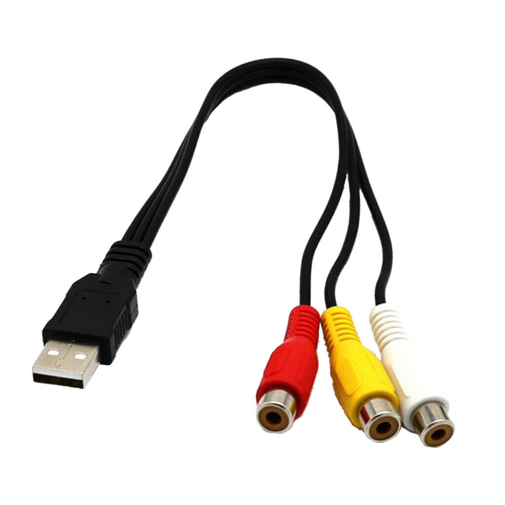 USB Male to 3 RCA Female Video Cord Converter Adapter Wire Cable For HD TV