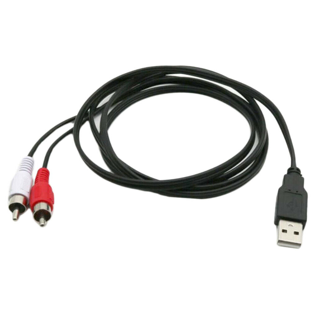 USB A Male Plug To 2 RCA Female Cable Adapter TV Television Connector Cable