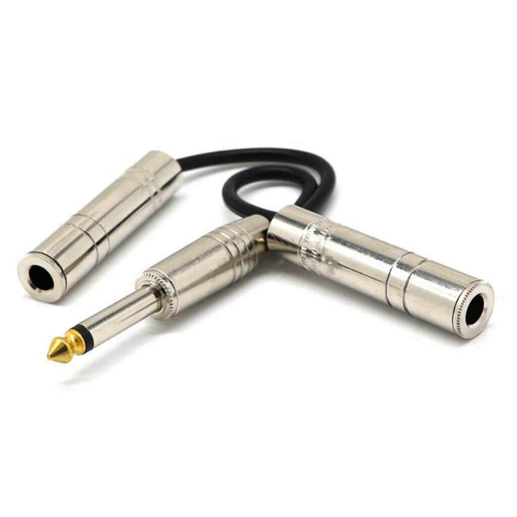 0.2m 6.35mm Jack Plug Male to 2× 6.5mm Mono Female Audio Y Splitter Cable