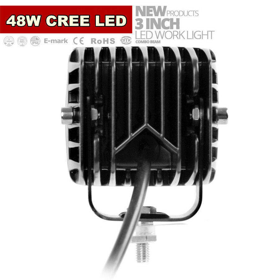 -XN3Inch 48W LED Car Off-Road Bumper Reverse Lamp Combo LDE Work Light 9600LM