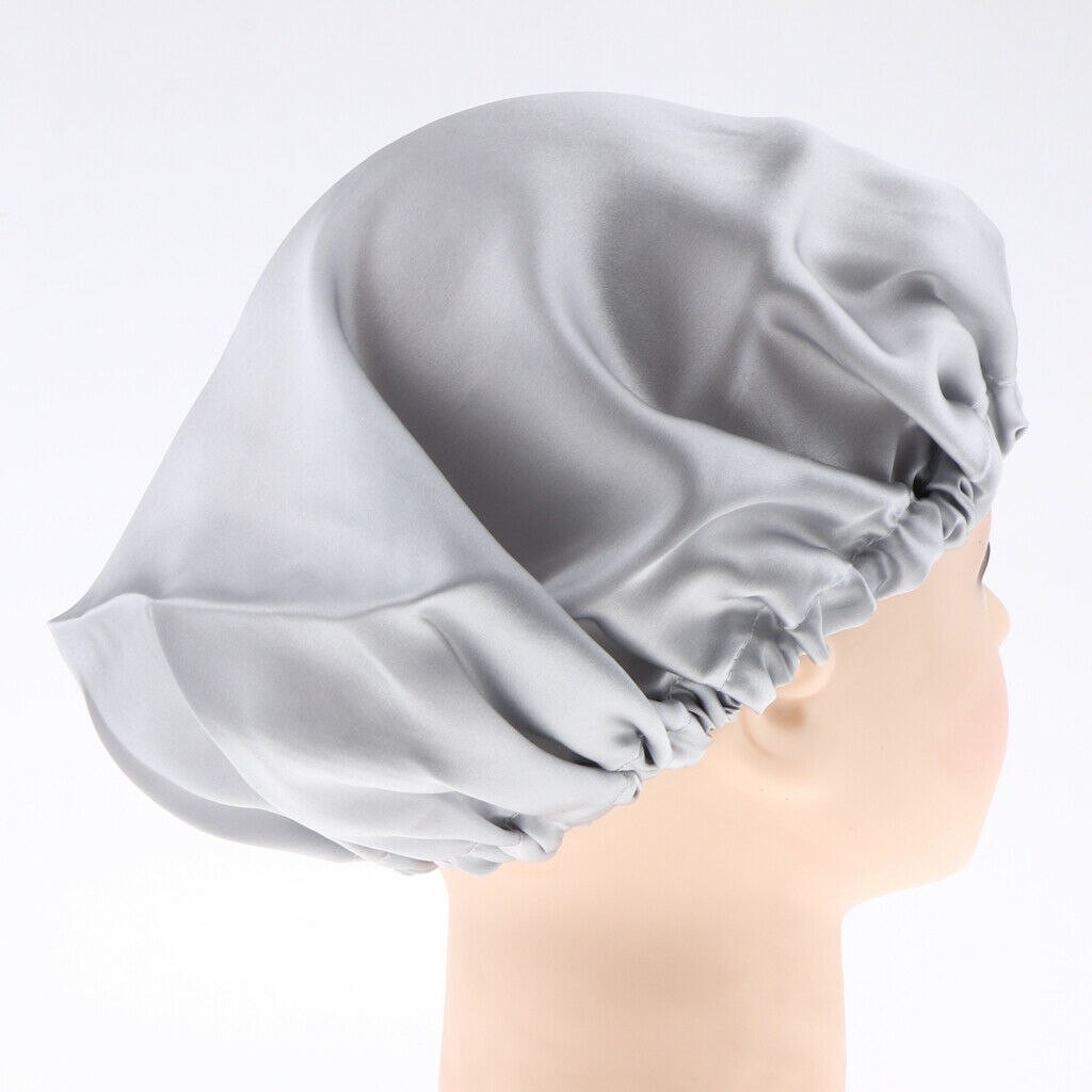 100% Silk Hair Bonnet for Women Girls Sleeping Salon Sleep Hat Gray