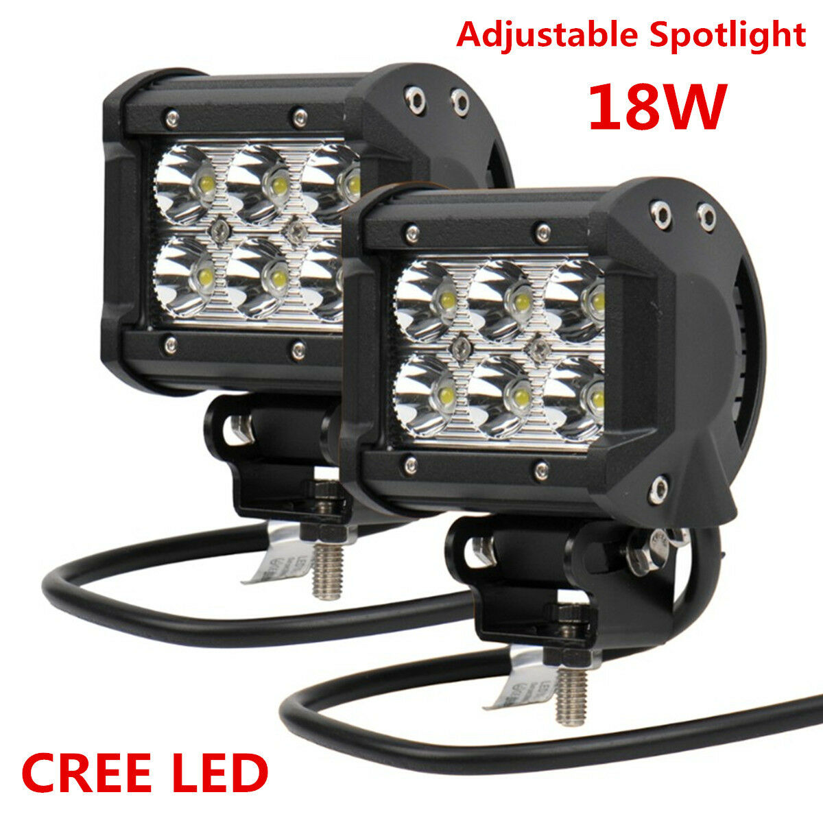 -XNAdjustable 18W LED Driving Fog Spotlight Headlight Lamp w/ Mounting Bracket