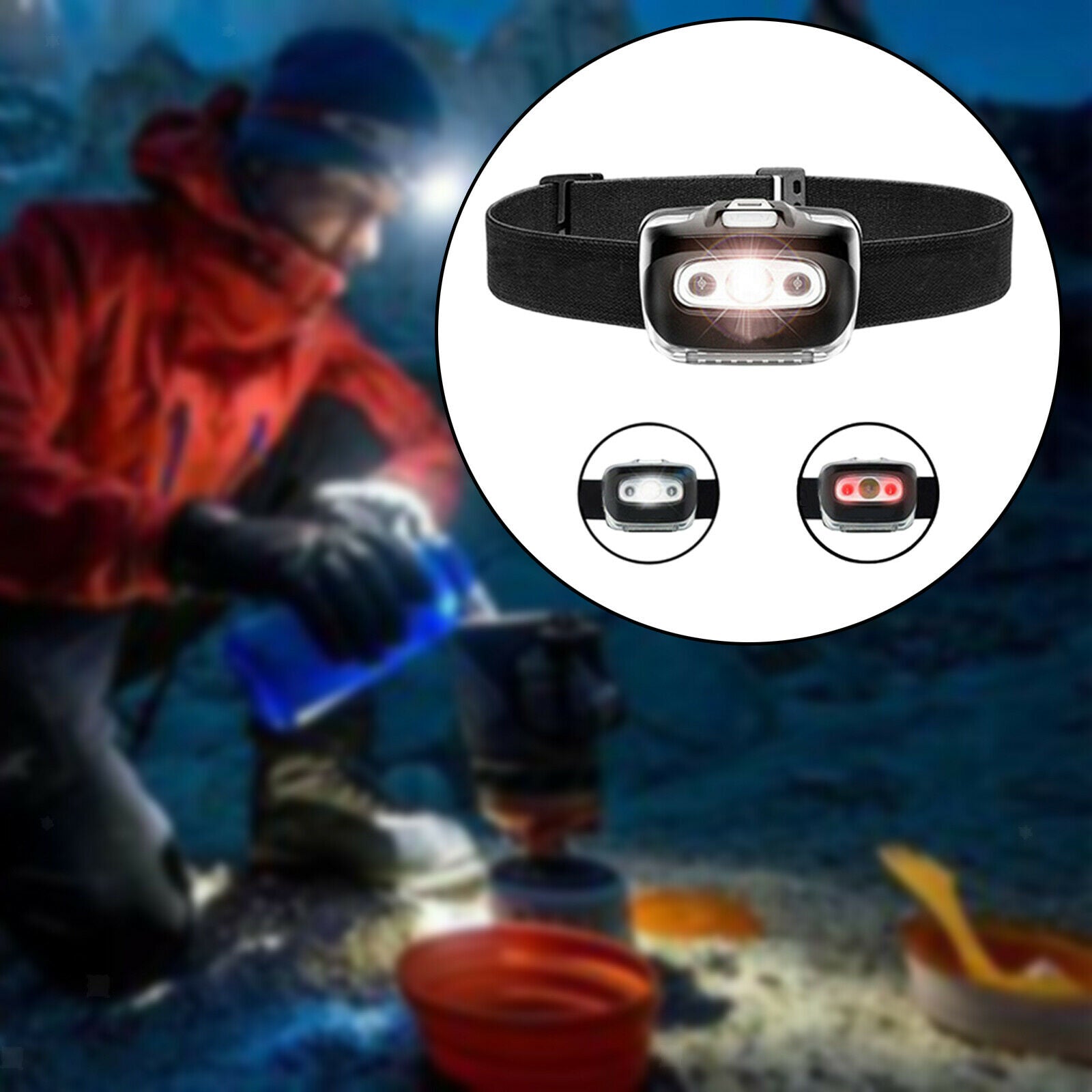 Removable LED Headlamp Handsfree Head Torch for Running Hiking Cycling