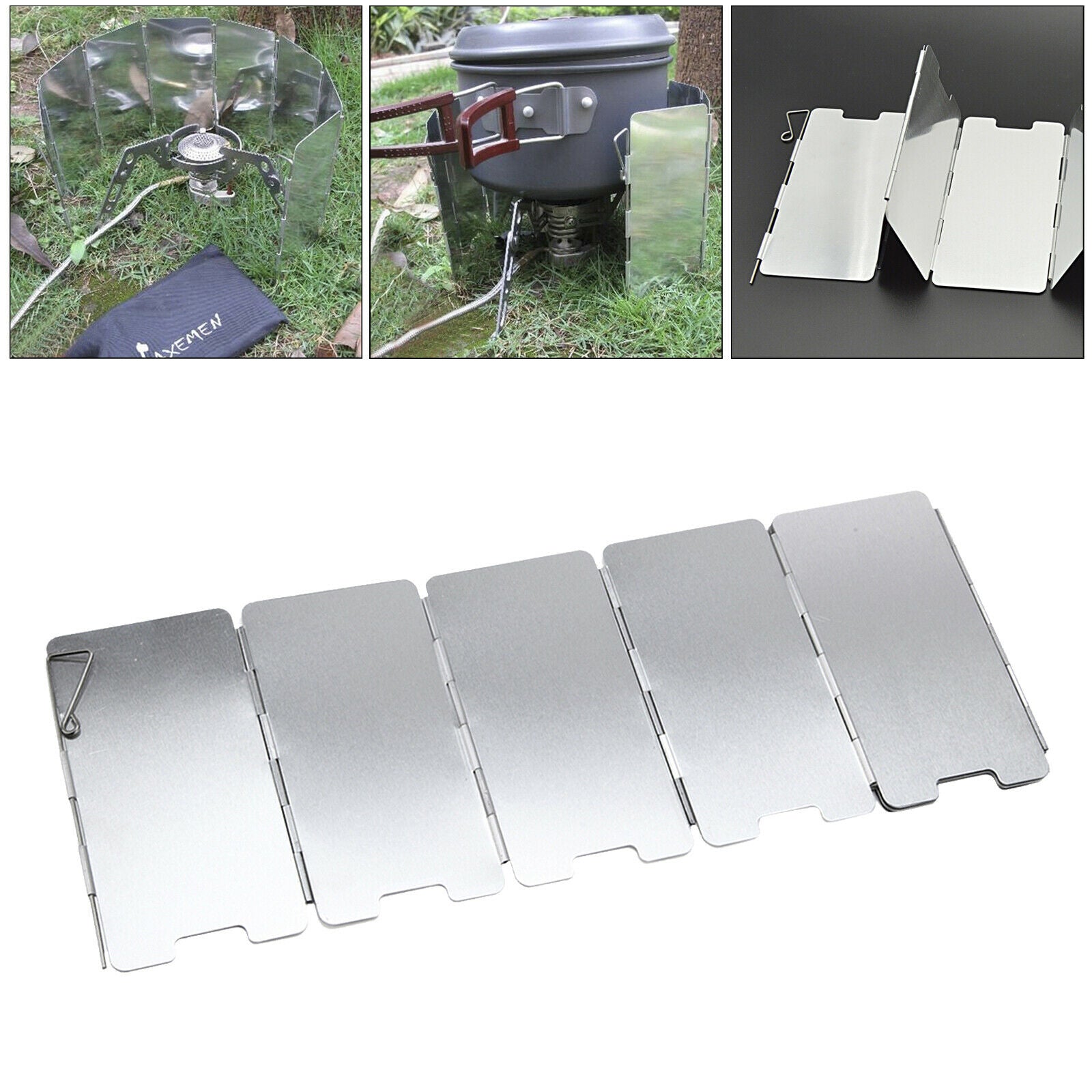 Aluminum Alloy Foldable Camp Gas Stove Windshield Camping Hiking Picnic Cooking