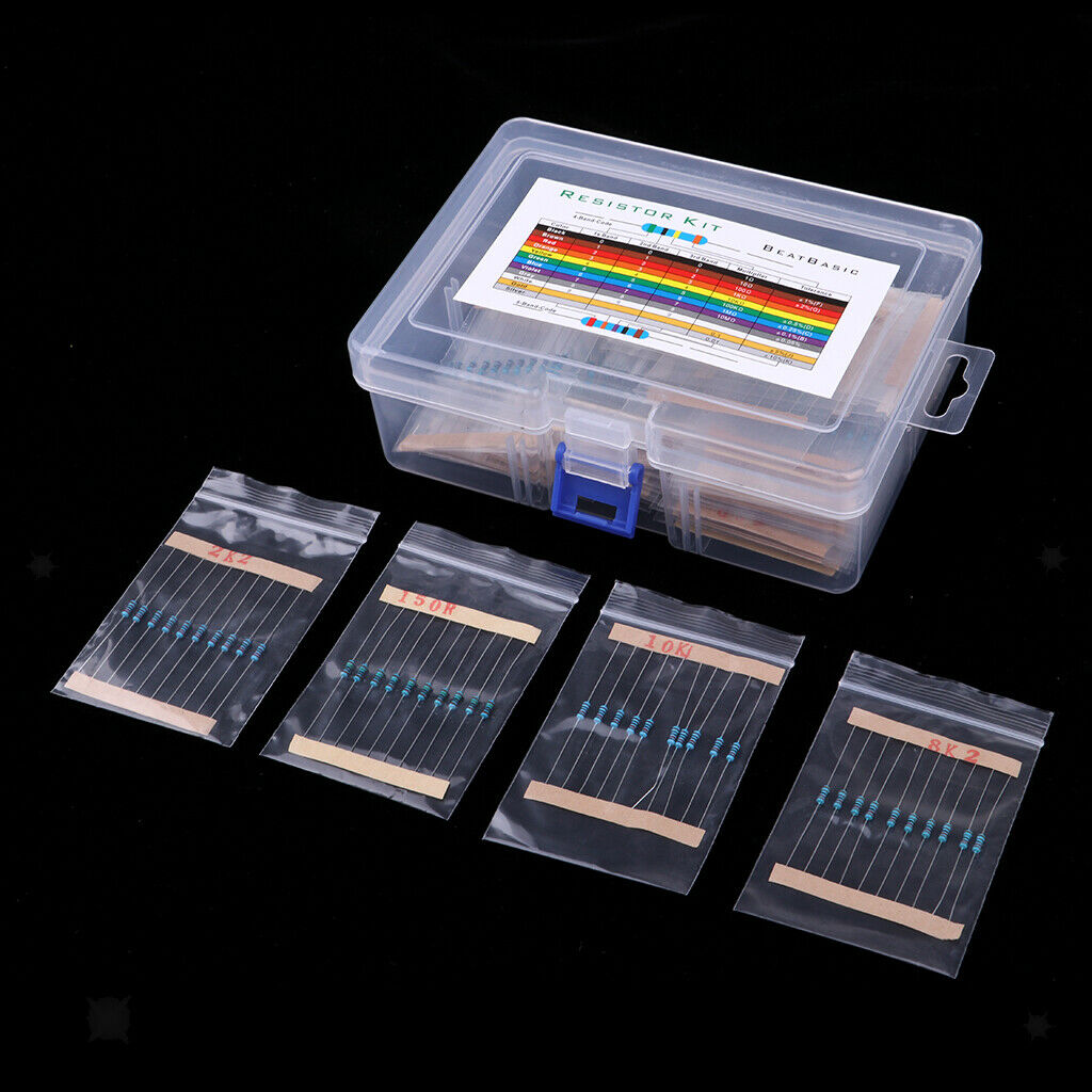 1000pcs 50 Values 1 ohm - 10M ohm 1/4W Resistors Assortment Kit Assorted Set