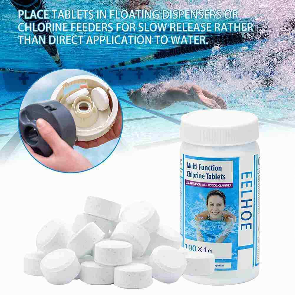 100 Tablets Swimming Pool Cleaning Tablet Chlorine Chemical Hot NEW
