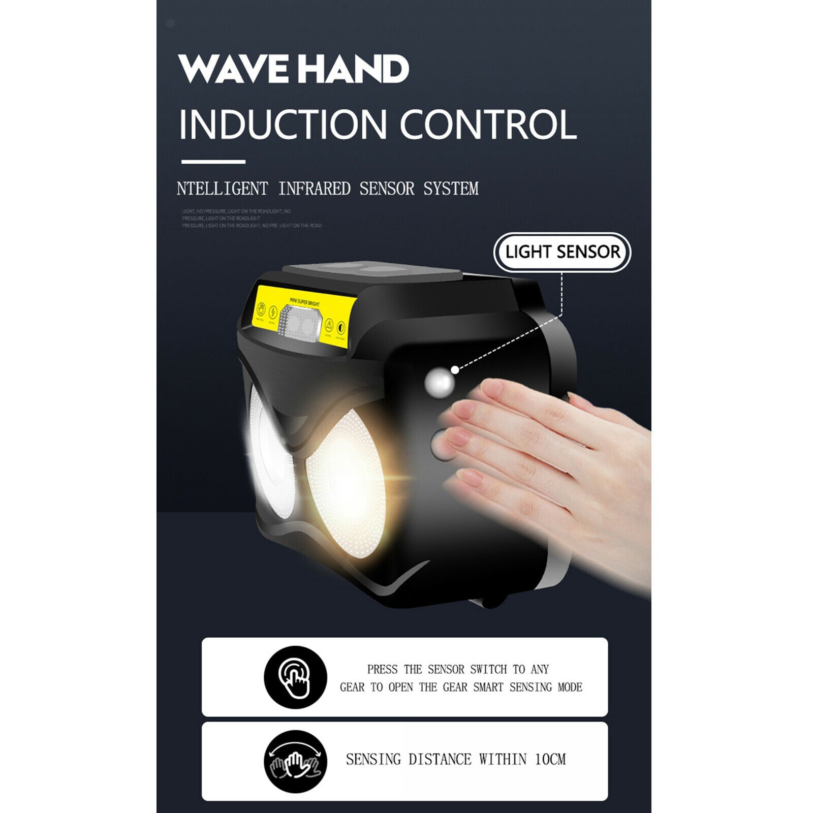 Rechargeable Headlamp Motion Sensor Mini Light Waterproof Lamp Headlight