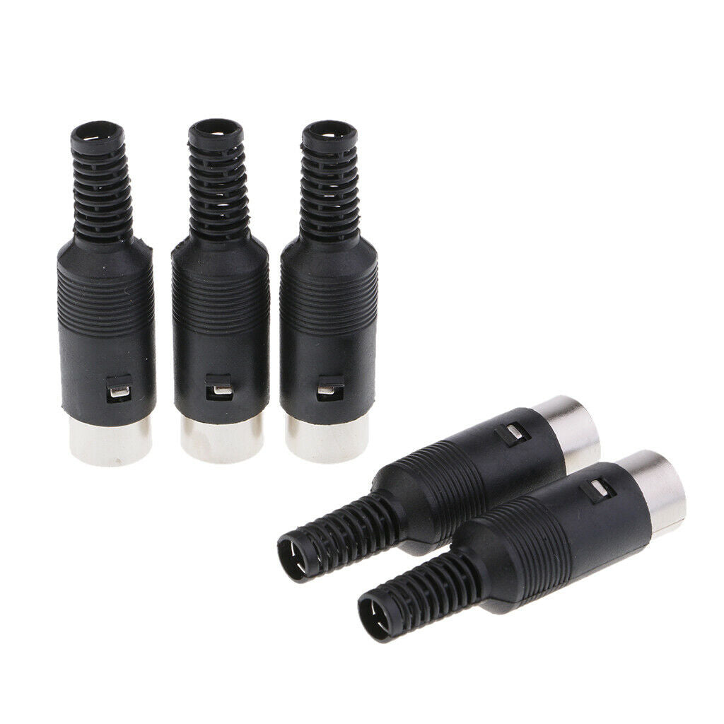 5/pack DIN Plug Male   Female Connector with Black Plastic Handle 5-pin