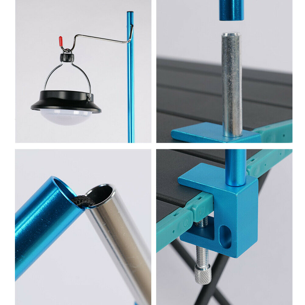 Portable Camping Pole Lamp Stand Folding Picnic Hanger Light Bracket Holder