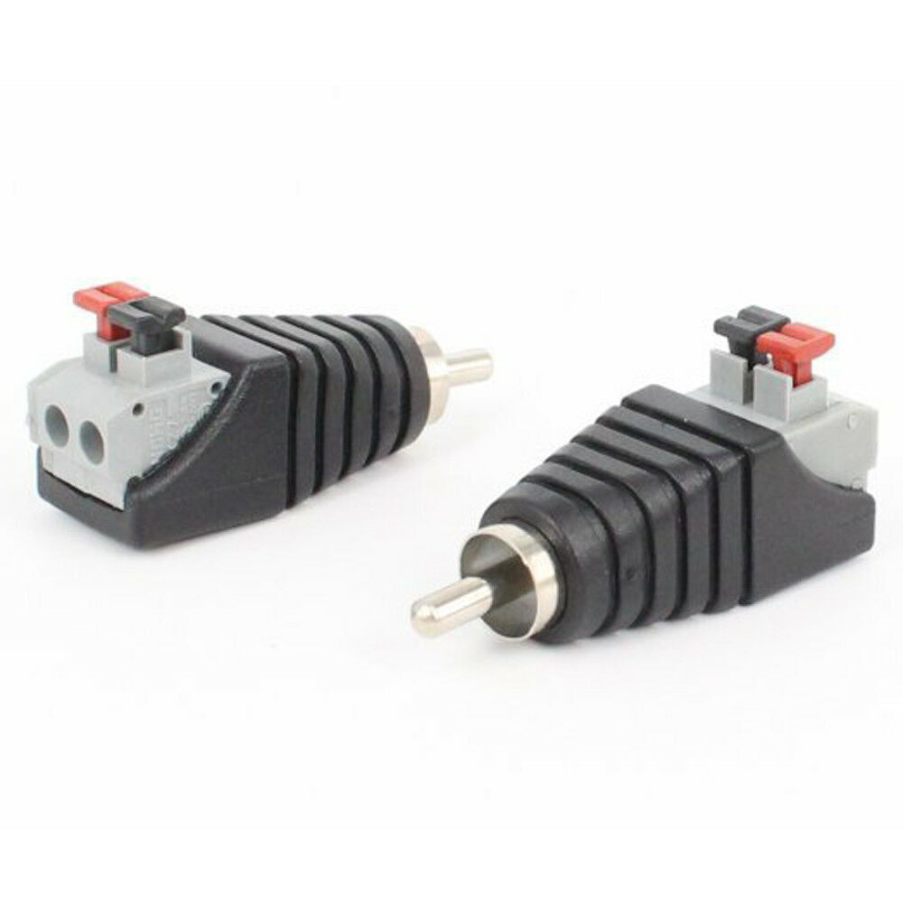 1xSpeaker RCA Connector Wire A/V Cable to Audio Male RCA Adapter Jack Press Plug