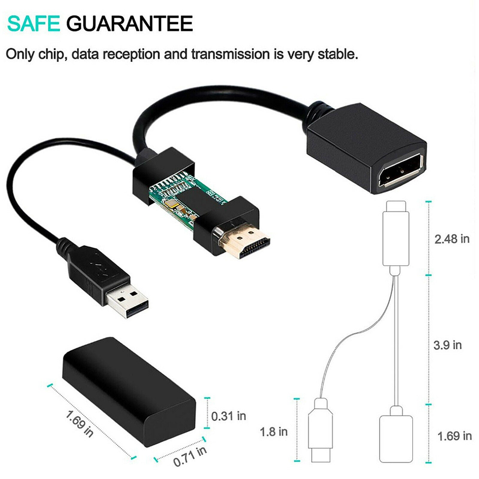 HDMI 1.4 to DisplayPort Adapter Converter Cable Dongle Connector 1080P 4K with