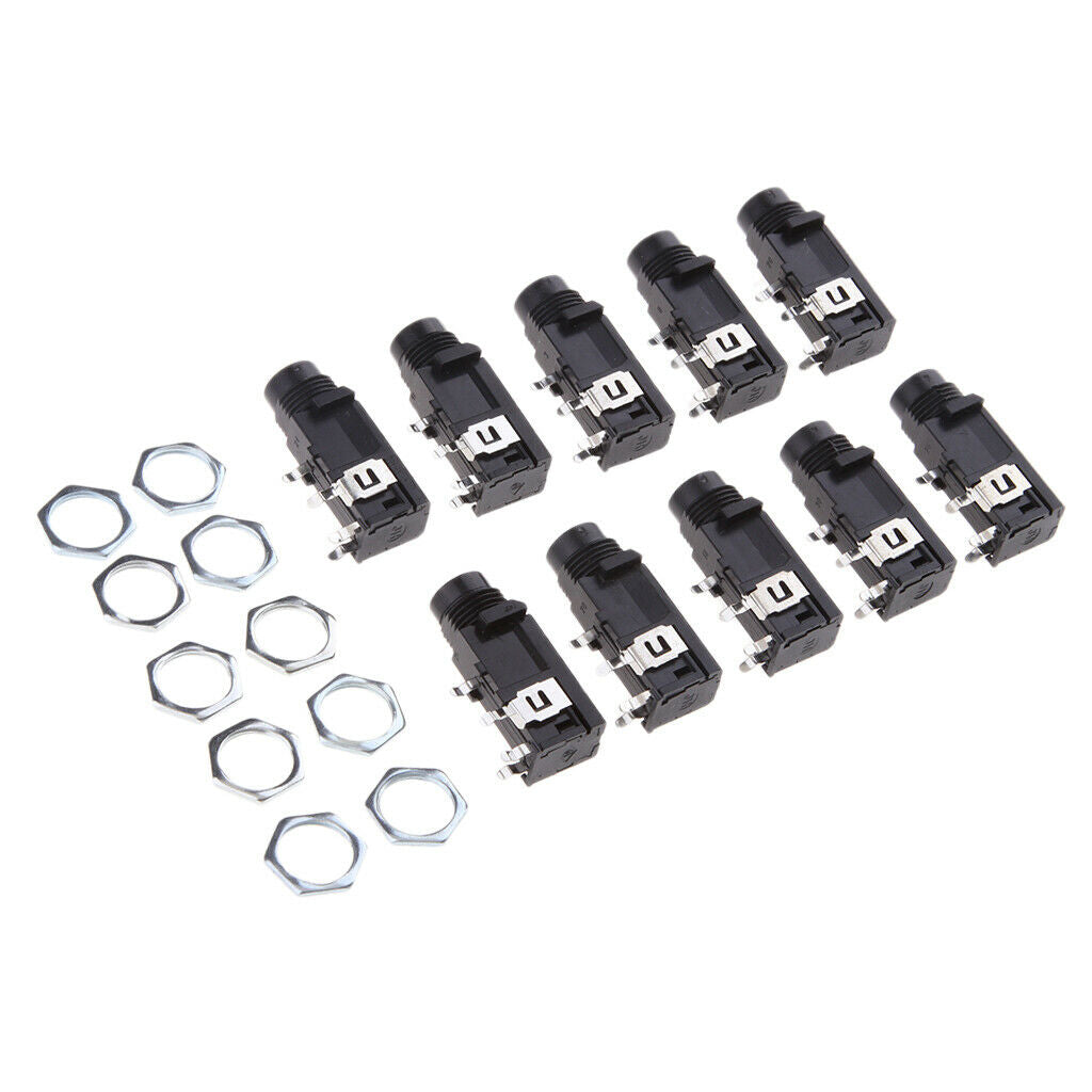 10Pcs 6.35mm/6.35 Stereo Audio Microphone Female Socket/