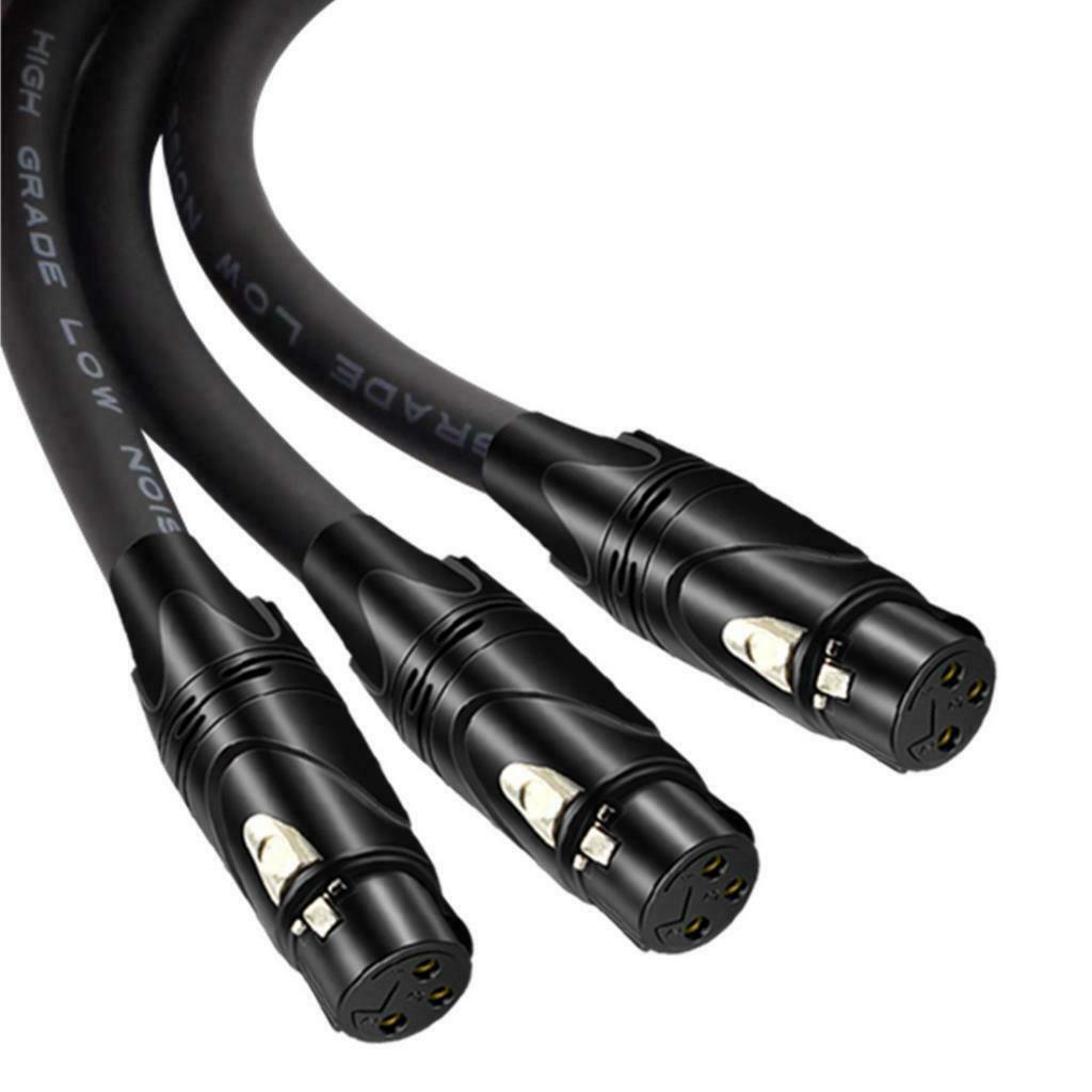 3Pin XLR Female To Dual 2 Female Plug Y Splitter Adaptor Audio Guitar Cable